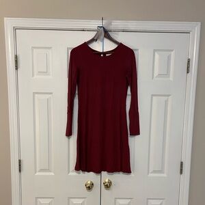 Charming Charlie Long Sleeve Burgundy Knit Dress